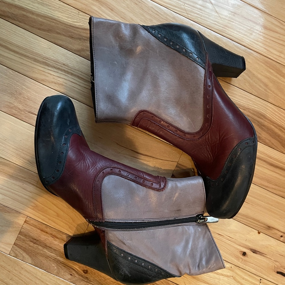 Navy Blue, Maroon, Heeled Boots with Elegant Design